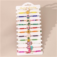 (BZ1958taozhuang) occidental style fashion weave beads woman bracelet temperament enamel butterfly rainbow geometry wom