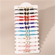 (BZ1959taozhuang) occidental style fashion weave beads woman bracelet temperament enamel butterfly rainbow geometry wom