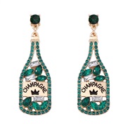 ( green) occidental style elements embed Rhinestone Word pendant lady fashion personality earrings