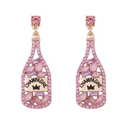 ( Pink) occidental style elements embed Rhinestone Word pendant lady fashion personality earrings