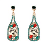 (green red ) occidental style elements embed Rhinestone Word pendant lady fashion personality earrings