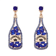 ( blue) occidental style elements embed Rhinestone Word pendant lady fashion personality earrings