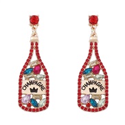 ( red) occidental style elements embed Rhinestone Word pendant lady fashion personality earrings