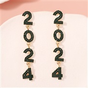 ( green) fully-jewelled digit high all-Purpose trend fashion temperament earrings ear stud Earring