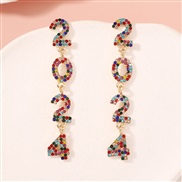 ( Color) fully-jewelled digit high all-Purpose trend fashion temperament earrings ear stud Earring