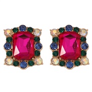 ( rose Red)occidental style exaggerating geometry square fashion temperament all-Purpose trend fashion personality earr