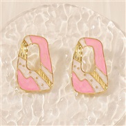 ( Pink) occidental style geometry annular temperament fashion personality trend all-Purpose samll elegant earrings ear 