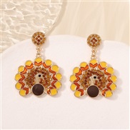 ( Orange)occidental style diamond peacock lovely temperament high all-Purpose fashion earrings ear stud Earring