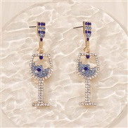 ( blue)occidental style diamond multicolor temperament high all-Purpose fashion earrings ear stud Earring