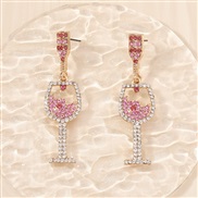 ( Pink)occidental style diamond multicolor temperament high all-Purpose fashion earrings ear stud Earring