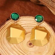 ( Gold) occidental style geometry retro high lovely temperament all-Purpose fashion personality earrings ear stud Earri