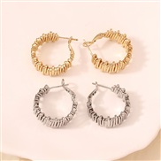 ( Silver) occidental style geometry annular all-Purpose set temperament fashion trend personality earrings ear stud Ear