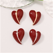 ( Red winegold ) occidental style love heart-shaped temperament high fashion samll all-Purpose retro earrings ear stud 