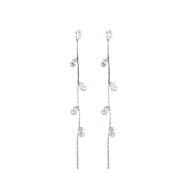 ( White K 49 5)occidental styleins wind long style tassel earrings woman fashion personality diamond chain earring Earr
