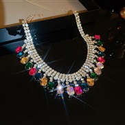( Color Set in drill necklace)more diamond square geometry necklace occidental style personality temperament high sweat