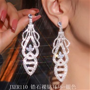 (JXER11  zircon   Silver) occidental style exaggerating fully-jewelled diamond geometry big earrings  zircon earrings b