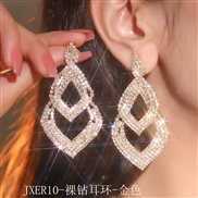 (JXER 1   Gold)occidental style exaggerating fully-jewelled diamond geometry big earrings woman personality temperament