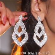 (JXER 1   white)occidental style exaggerating fully-jewelled diamond geometry big earrings woman personality temperamen