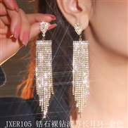 (JXER1 5 zircon  Tassels  Gold) occidental style fashion exaggerating fashion Earring fully-jewelled zircon diamond tas