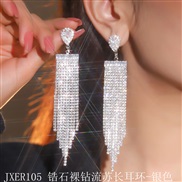 (JXER1 5 zircon  Tassels  Silver) occidental style fashion exaggerating fashion Earring fully-jewelled zircon diamond t