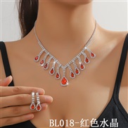 (BL 178 red  crystal) occidental style  fully-jewelled color blue crystal Rhinestone necklace earrings set  two