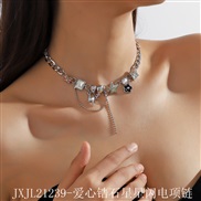 (JXJL21239 love zircon  necklace)retro black crystal star zircon buttons necklace woman samll exaggerating personality 