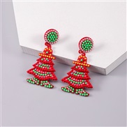 ( red)occidental style creative fashion Alloy beads christmas tree earrings Earring
