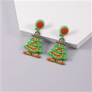 (Ligh  green)occidental style creative fashion Alloy beads christmas tree earrings Earring