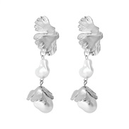 ( Silver) style Pearl flower fashion earrings woman gold fashion temperament earring high