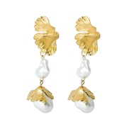 ( Gold) style Pearl flower fashion earrings woman gold fashion temperament earring high