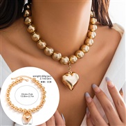 ( 1  Gold 6 7 )occidental style personality fashion wind multilayer beads Peach heart temperament removable big heart-s