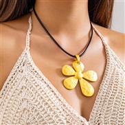 ( 1  necklace gold  6 92)occidental style  fashion Metal wind flowers necklace  exaggerating big leaf flowernecklace