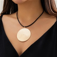 ( 1  necklace  Gold 6133)occidental style exaggerating surface big pendant Collar  fashion style Metal patternnecklace 