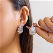 ( 5  White K 3 43)occidental style  fashion Metal Peach heart love ear stud  retro all-Purpose Stripe Earring