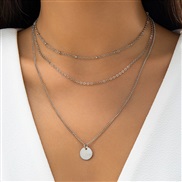 ( 4  White k 61 7)occidental style  black wind Metal sequin chain woman  brief imitate Pearl geometry necklace