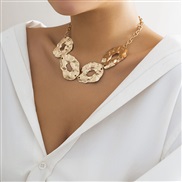 ( 1  necklace Gold 6 65)occidental style personality Metal Irregular necklace lady geometry chain