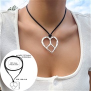 ( 4  Silver 6 91)occidental style  exaggerating Metal big love necklace  twining velvet Peach heart