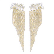 ( Gold)E occidental style exaggerating personality claw diamond tassel earrings  creative high geometry flowers Rhinest