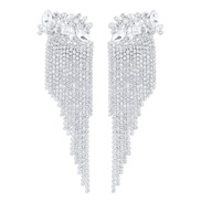 ( White k)E occidental style exaggerating personality claw diamond tassel earrings  creative high geometry flowers Rhin