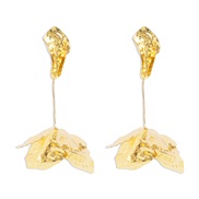 ( Gold)E long style three-dimensional flowers earrings  occidental style exaggerating pattern wind earring woman