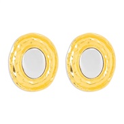 (E12 15)occidental style splice Oval mirror necklace  Metal color pendantnecklace Collar