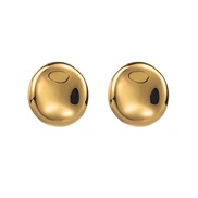 ( Gold)E occidental styleI wind Round surface earrings  stainless steelk brief samll Metal ear stud