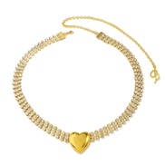 ( Gold)occidental style exaggerating brief diamond three-dimensional love chain  fashion chain woman