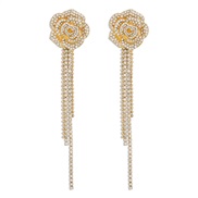( Gold)E retro fully-jewelled three-dimensional flower earrings  elegant samll tassel earring