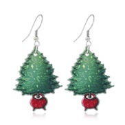 ((WEH3616) green+ red White K)occidental style christmas christmas tree samll Double surface earrings Earring