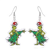 ((WEH3622) Color White K)occidental style christmas christmas tree samll Double surface earrings Earring