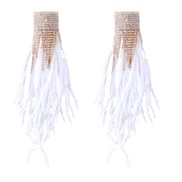 ( white)feather big earrings diamond feather long style super temperament high trend woman exaggerating tassel