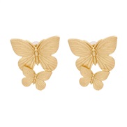 (54126) occidental style Metal big butterfly wings exaggerating big ear stud earrings