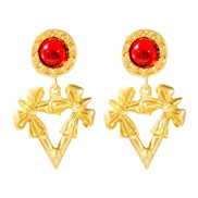 ( red)occidental style ear stud wind Metal exaggerating triangle earrings ear stud woman brief Earring bow temperament