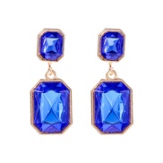 ( blue)occidental style new geometry square ear stud Alloy diamond glass earrings retro occidental style exaggerating e